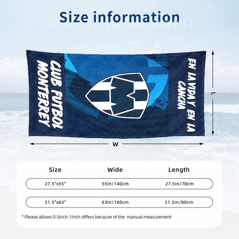 Club de Futboll Monterrey ICON Microfiber Beach Towel Quick Dry Sand Free Lightweight Beach Towels for Travel Swimming Camping