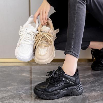 Осенние новые двойные сетчатые толстые подошвы универсальные повседневные дышащие кроссовки для бега