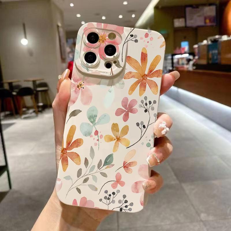 Стильный Милый Весенний Цветочный Чехол Для Телефона Для iPhone 17 16 15 14 13 12 11 Pro Max 16E 7 8 Plus XR XS X Ударопрочный Силиконовый Мягкий Чехол