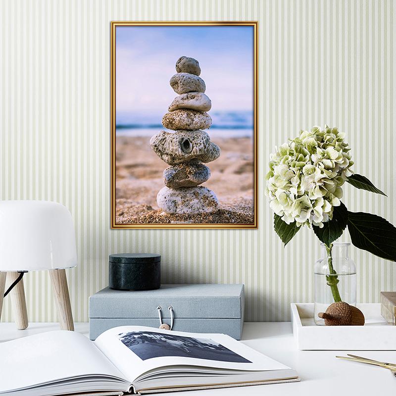 WCIC New Sunny Beach Pebbles Background Decorative Painting Art Cloth Home Background Wall Decoration Hanging Painting
