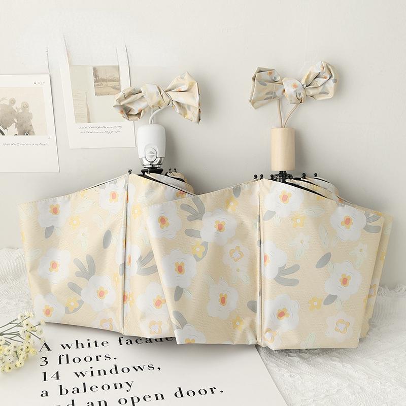 210T Camellia In The Rain Fully Automatic Umbrella Ins Sunscreen and UV Protection Umbrella for Both Sunny and Rainy Days