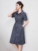 Retro Jacquard Mid-Length Denim Dress - Waist-Defining, Slimming, High-End Summer Style for Women