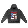 DTG Print Knitted Denim Zip-Up Hoodie Tokyo Brother Print Zipper Hoodies  