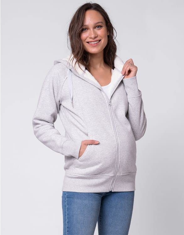 Толстовка, Парка, Женская, Серая, S [Seraphin] для беременных, совместимая со слингом с капюшоном