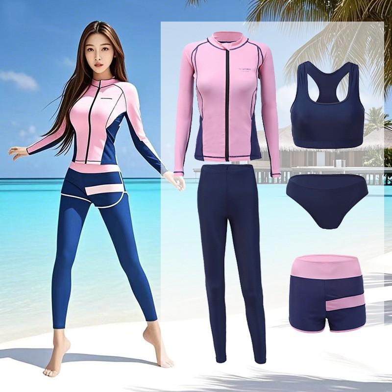 Diving Wetsuit Set Women Quick Dry Long Sleeve Rash Guard Pants 5 Piece Swimwear Snorkeling Surfing Water Sports
