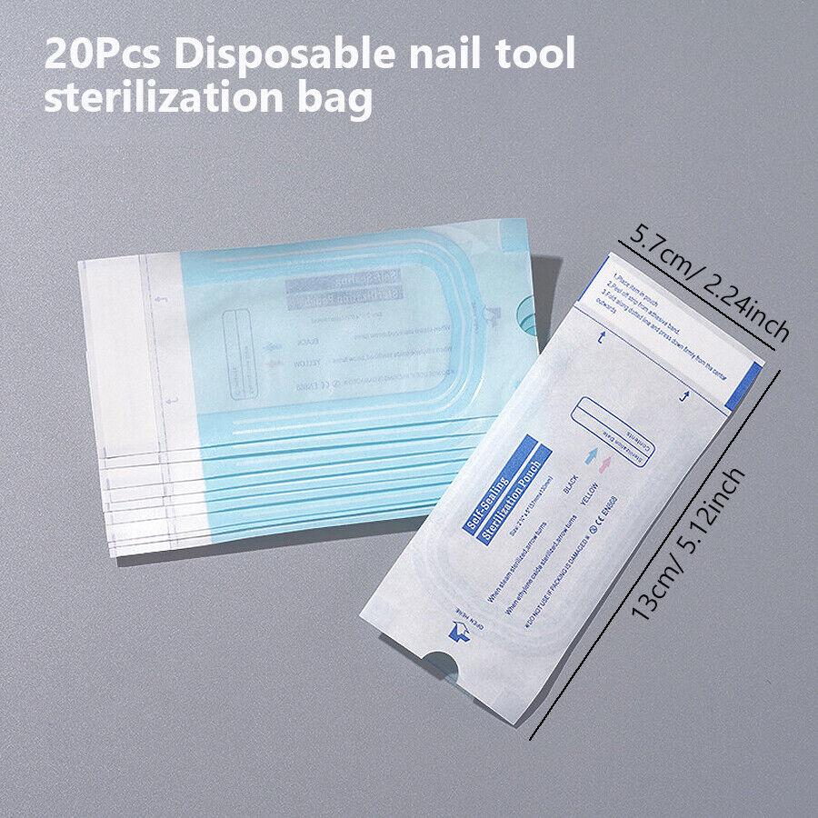 20 шт. самозапечатывающихся стерилизационных пакетов, индикатор изменения цвета, для инструментов для дизайна ногтей, ножниц, щипцов, пинцетов