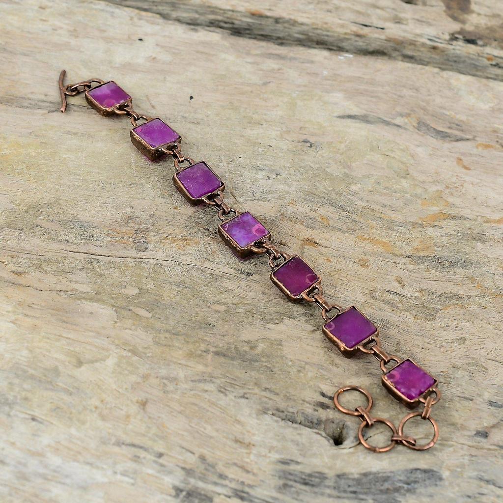 Розовый браслет с друзами, гальванический медный браслет, регулируемый браслет-цепочка, гальванический браслет, ювелирные изделия ручной работы, браслет из драгоценных камней, подарок для мамы