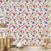Flowers and leaves wallpaper white, light gray and green 50x1000