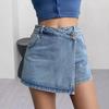Yousheng женские джинсовые шорты с высокой талией в стиле ретро, облегающие, однотонные, поддельные, из двух частей, формальная повседневная одежда