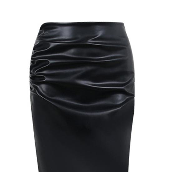 Женская юбка-миди из искусственной кожи с высокой талией и бедрами, однотонная длинная юбка, тонкая