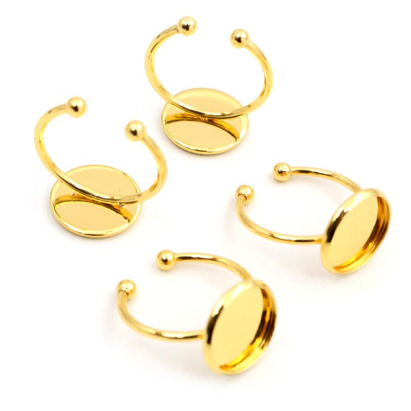 10pcs 6 8 10 12 14 16 18 20mm Stainless Steel Gold Plated Adjustable Ring Settings Blank Base,Fit 6-20mm Glass Cabochons Buttons