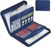 JUNDUN A4 Fireproof Document File Case with Zipper and Labels for Important 12 Large Capacity Accordion Pockets Fits A4 and Blue Documents, - Letters,