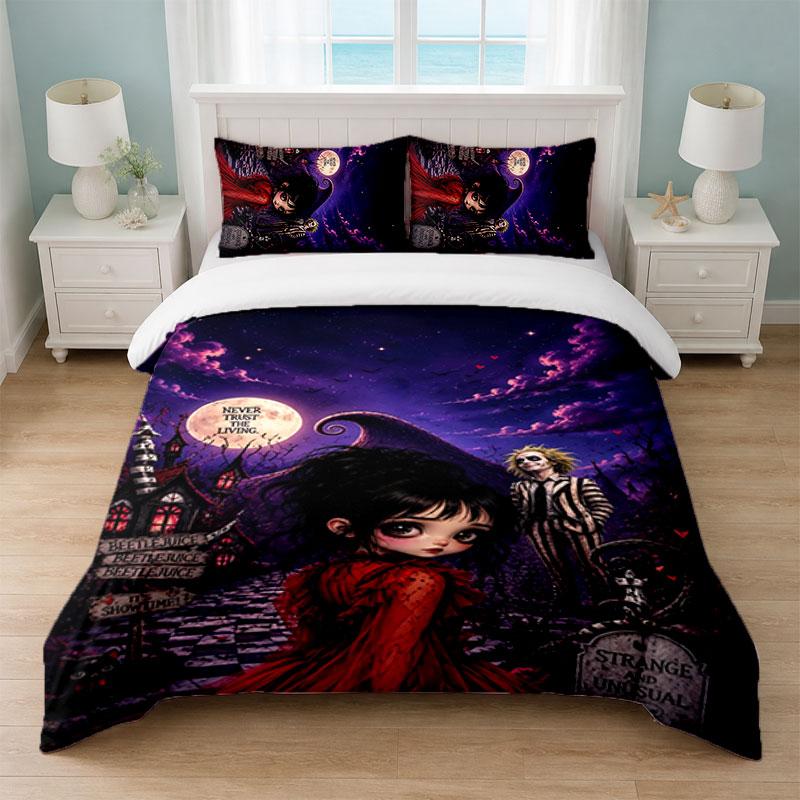Beetlejuice Lydia Deetz Bedroom 3Pcs Bedding Set Soft Bed Sheet Pillowcases Home Bedding Decoration