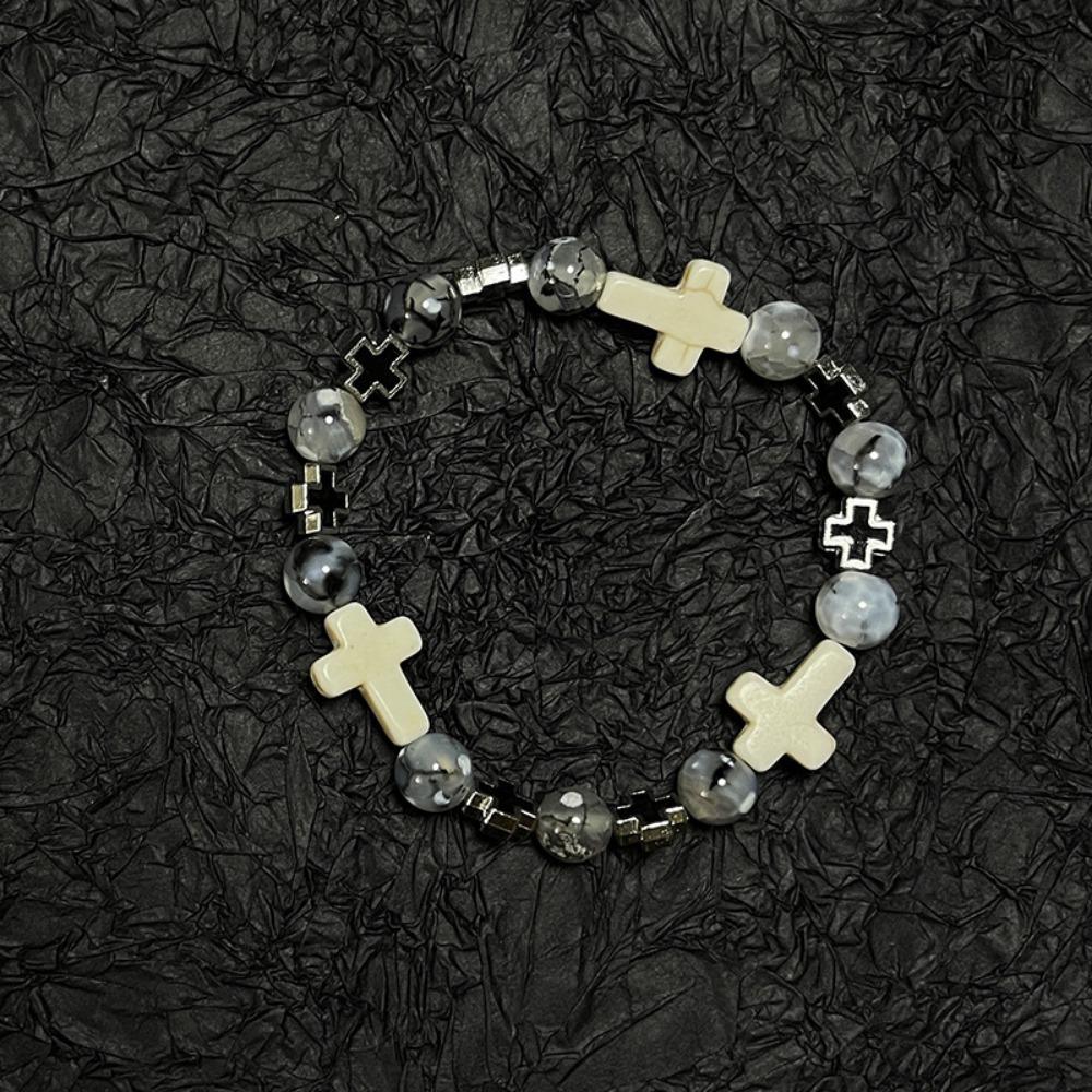 Obsidian Cross Bracelet Chinese Black Eight Billiard Bracelet Opal Beaded Student Party Bracelet