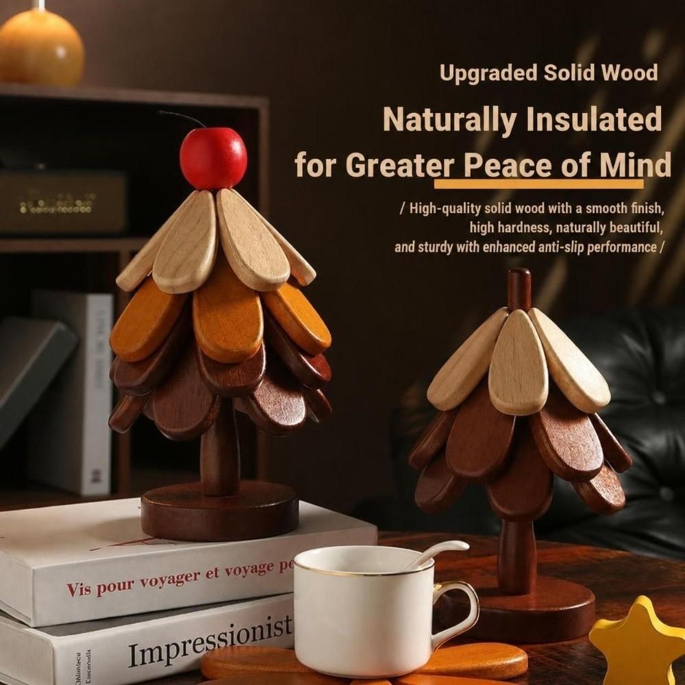 Tree-shaped Heat-resistant Trivet Wooden Table Pot Mat Multi-functional Cup Pad Kitchen