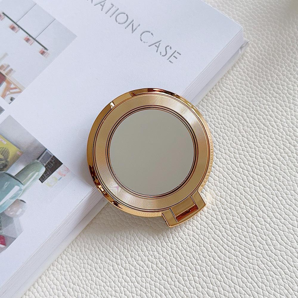 Магнитный держатель для мобильного телефона с гальваническим покрытием цвета конфет, складной, с защитой от падения, с металлическим кольцом, пряжкой, липкой наклейкой на заднюю панель, зеркальцем для макияжа