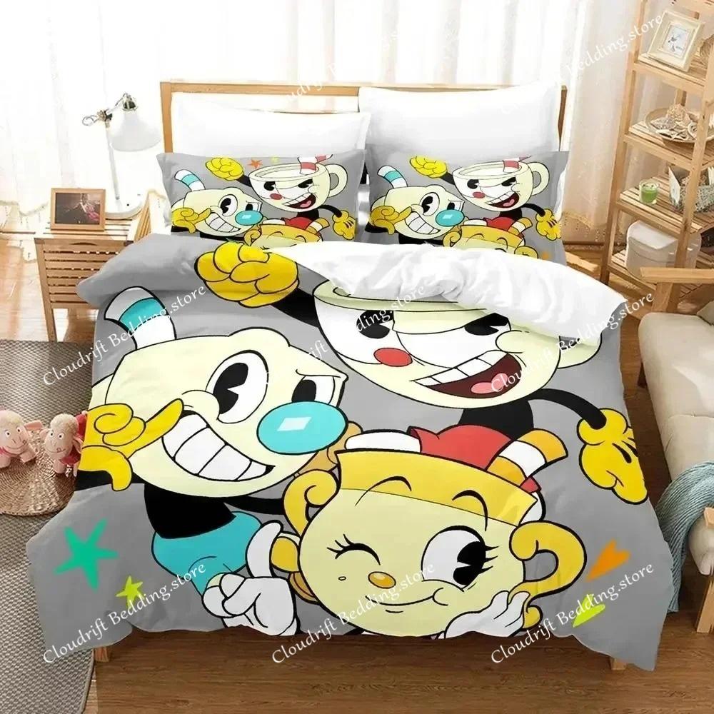 Мультяшный Mugman Cuphead Комплект постельного белья Полиэстер Пододеяльник Наволочка Одеяло king Queen Size Для мальчиков Взрослых Пододеяльник Комплект кровати