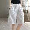 Женские шорты с широкими штанинами и эластичным поясом, повседневные брюки, однотонные, свободного кроя