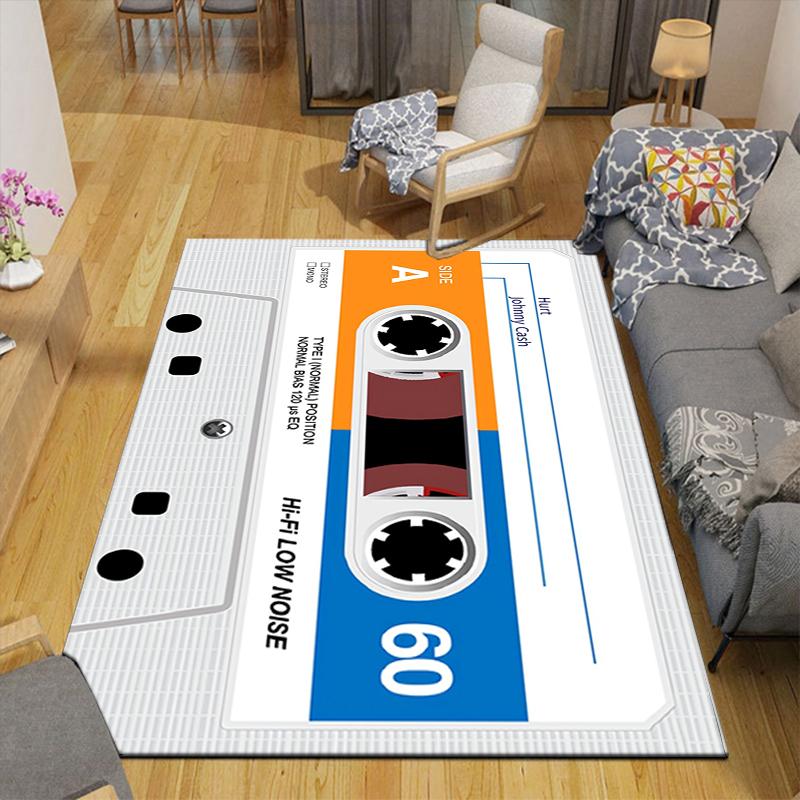 1Pc Music Tape Rug, Office Carpet Indoor Outdoor Doormat, Non-Slip Soft, Living Room, Christmas Halloween Gift. M928567