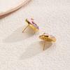 Women Pinl Silver Yellow Heart Shape Copper Stud Earring Low MOQ Factory Price Sweet Fashion in Stock Jewelry for Female Daily