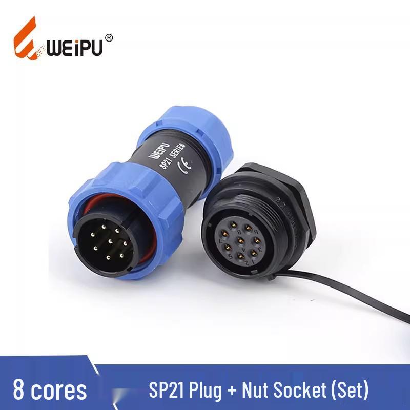 WEIPU SP21 Waterproof Aviation Plug, 2-12 Pin Male Connector with Rear Nut Socket