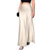 Women Fishtail Skirt High Waist Solid Color Smooth Surface A-Line Maxi Skirt