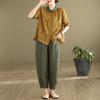 Women Suit 2PC Set Cotton T-shirt and Pants Cotton Oversize Loose Casual Summer Suit Two Pieces Top Pants