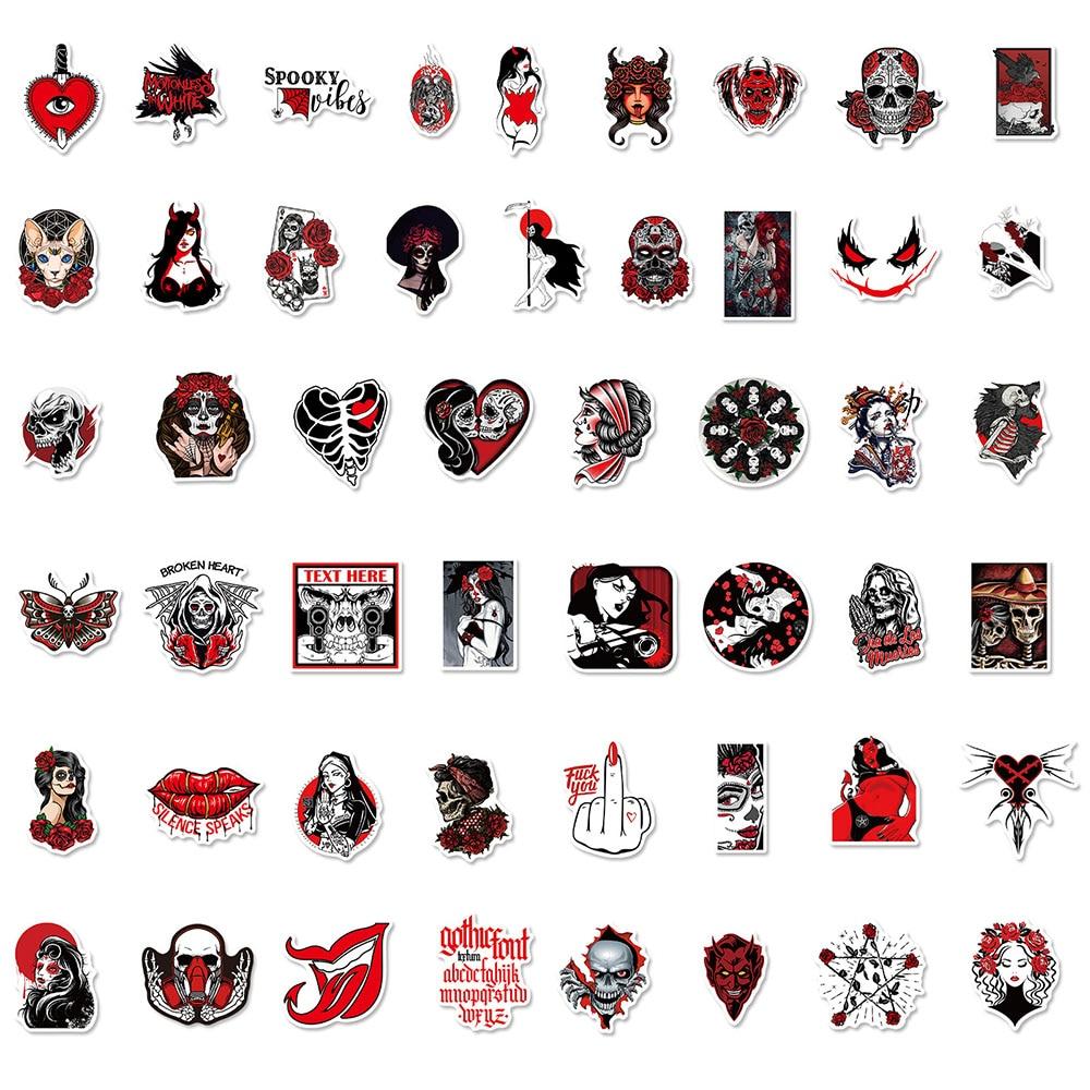 10/50pcs Punk Horror Gothic Stickers Rose Gothic Graffiti Stickers for DIY Luggage Laptop Skateboard Motorcycle Bicycle Sticker