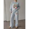 Christmas-Themed Fashion Print Women's Crewneck Pullover & Wide-Leg Pants 2-Piece Set Soft & Chic Christmas Print Long-Sleeve Lounge Set for Women