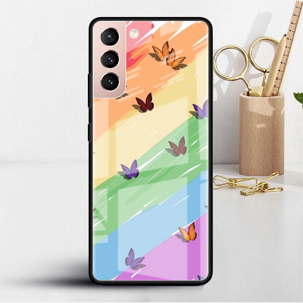Стеклянный чехол LOVE Heart для Samsung Galaxy S22 S20 FE S21 Plus, чехол для телефона S10 5G S9 Note 20 Ultra 10 Lite Shell