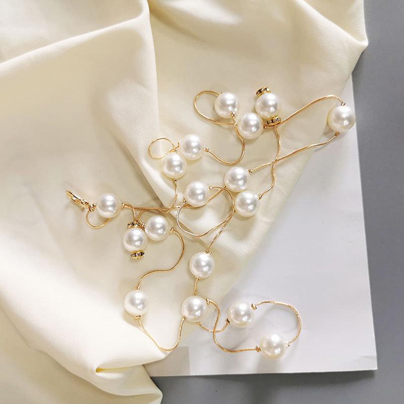 Pearl Women'S Belt Thin Chain Belt For Ladies Dress Skinny Waistband Decorative