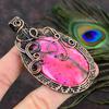 Pink Dendritic Handmade Copper Wire Wrap Jewelry Pendant 3.35 R0f19
