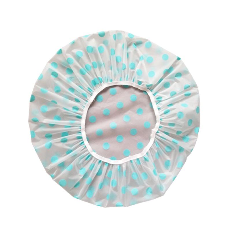 Thickening Oil-proof Shower Cap Reusable Blue/yellow/pink Polka Dot Spa Cap