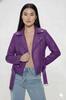 Genuine Women's Lambskin Stylish Wear Casual Leather Jacket Party Purple Handmade