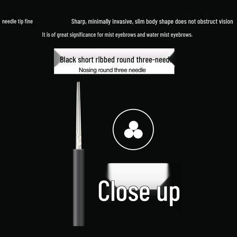 Ручка-маркер для теней для бровей с лезвиями для микропигментации, круглая с 3 и 5 иглами, Черный порошок для татуажа бровей.