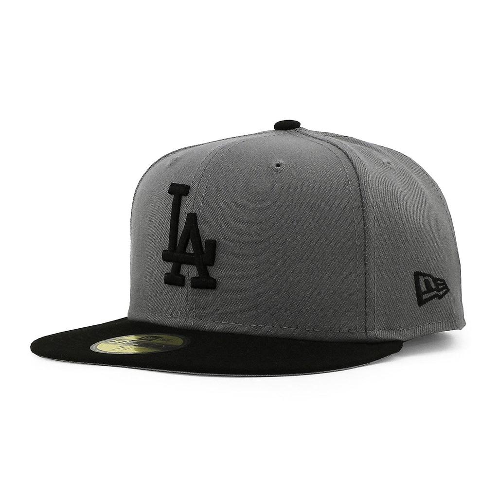 New Era Los Angeles Dodgers 59FIFTY MLB 2T Team-Basic Fitted Cap, Gray/Black, Size 7-1/4 (Approx. 57.7cm), 5950 (Imported)