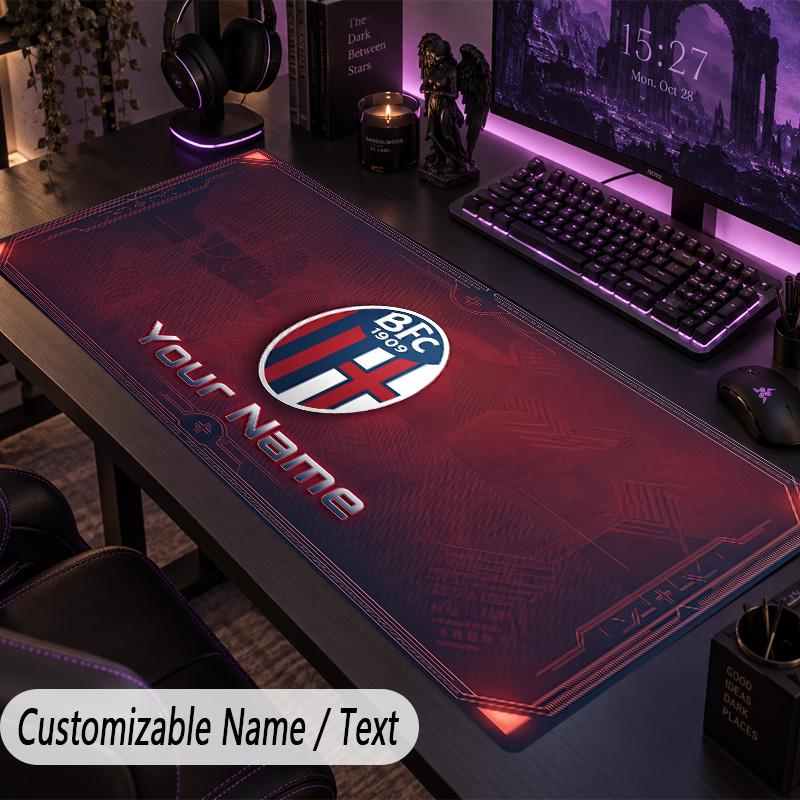 Custom Text Big Mousepad, Extended Desk Pad For Laptop Work GameBologna FC