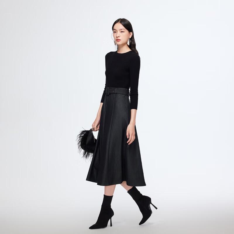 Veromoda Осеннее элегантное midi-платье со вставками из смесовой шерсти и шелка