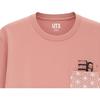 Uniqlo Футболка с принтом из серии «Клинок, рассекающий демонов», с круглым вырезом, карманом, коротким рукавом, унисекс, розовая 431957-11