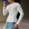 Men Round Neck Long Sleeve Casual Fitted Tops Undershirts