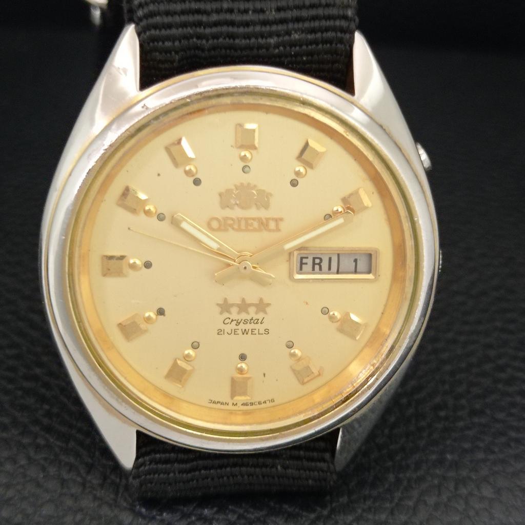 ЯПОНИЯ ВИНТАЖНЫЕ ORIENT CRYSTAL АВТОМАТИЧЕСКИЕ 46943 МУЖСКИЕ ОРИГИНАЛЬНЫЕ ЧАСЫ С ЦИФЕРБЛАТОМ a707785-1