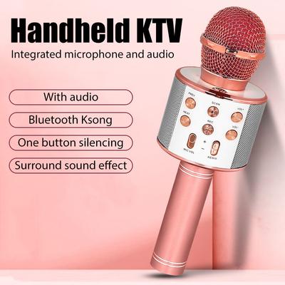 WS858 Микрофон для детей, пения, домашней вечеринки, караоке 5 в 1, беспроводной Bluetooth-микрофон со светодиодной подсветкой, портативный микрофон, динамик, подарки для детей