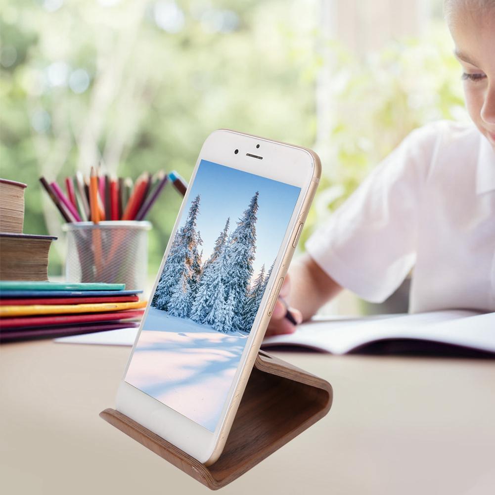 Double-Sided Walnut Desktop Tablet PC Holder Mobile Phone Stand Bracket Accessory(nut Brown )