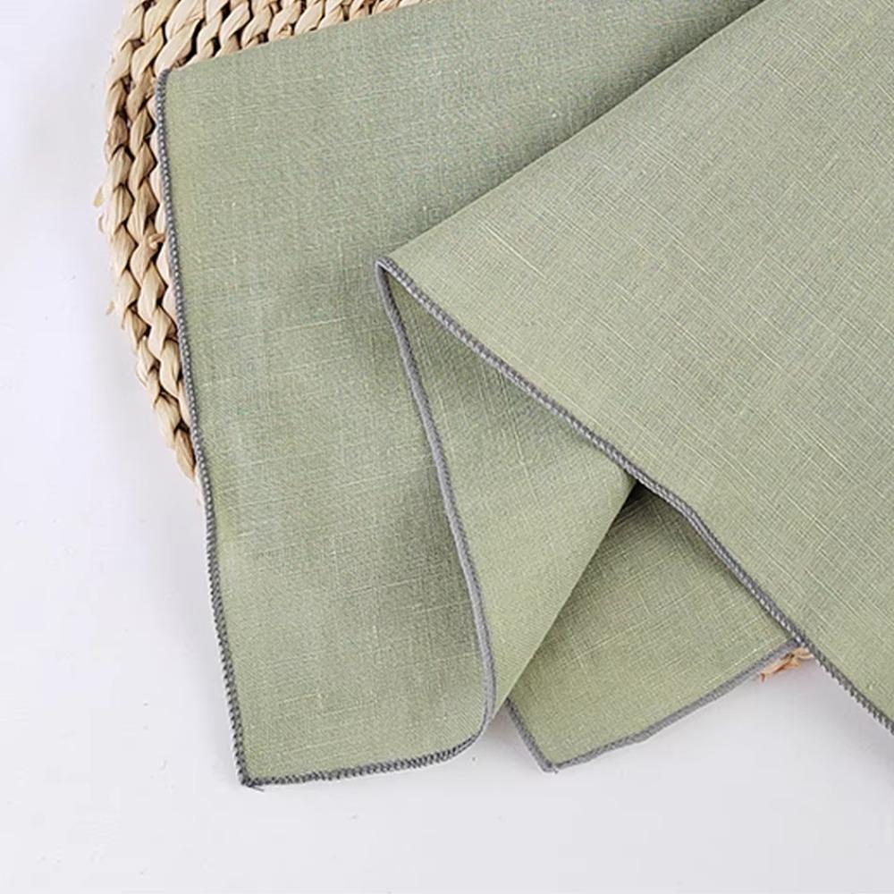 6PCS Square Cotton Linen Napkin Sewn Edged Tea Towel Multi-functional Dining Table Napkin Wedding