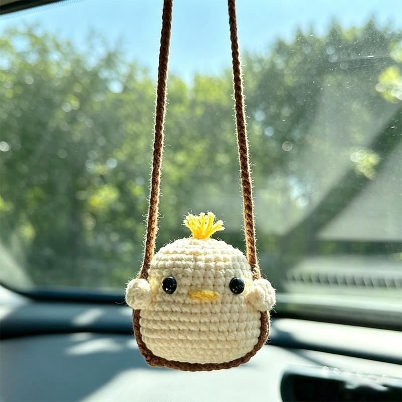 New Handmade Knitted Charms Cute Frog, Penguin,Duck,Chick ,Rabbit Animal Car Charms Car Decoration Cute Car Accessories
