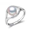 Natural Freshwater Pearl Rings Women Fashion Luxury Cubic Zirconia Adjustable Ring Jewelry