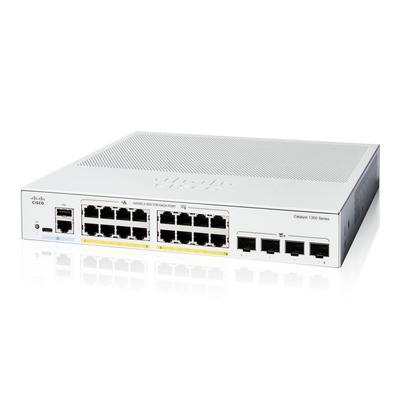 CISCO Управляемый коммутатор Catalyst 16 портов GE PoE 4x10GE Металлический корпус Бесшумный безвентиляторный Для бизнеса 1300-16P-4X SFP+ (С1300-16П-4Х)