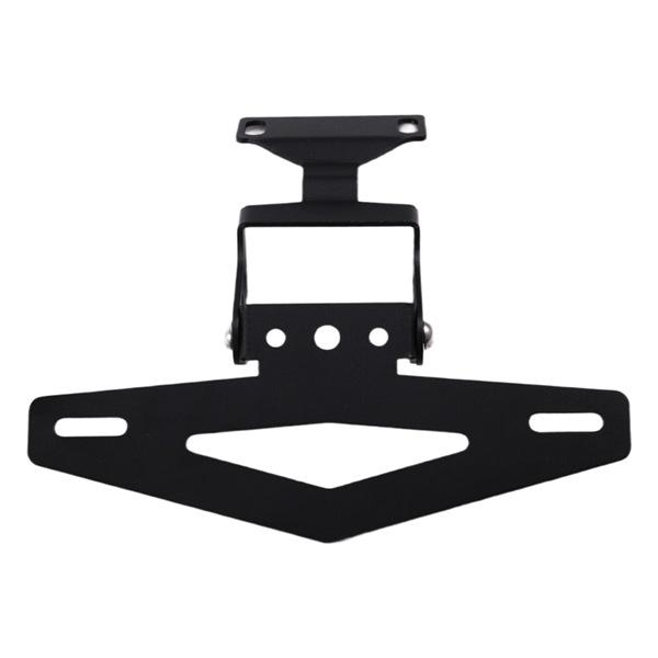 Foldable Adjustable Metal License Plate Holder, Black, Short Tail Design for Motorcycles
