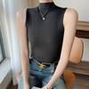 Modal Half Turtleneck Sleeveless Bottoming Shirt for Women In Spring, Summer and Autumn, with Right Shoulder T-shirt, Slim Korean Style Top