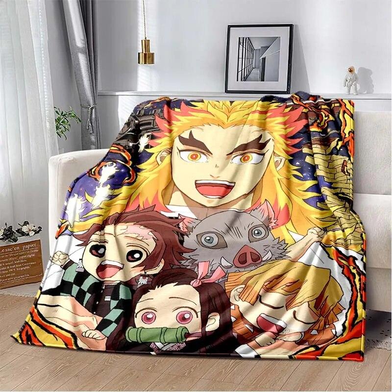 Модное одеяло Demon Slayer-легкое фланелевое покрывало для дивана и кровати, одеяло с цифровой печатью из мягкой фланелевой ткани с червями